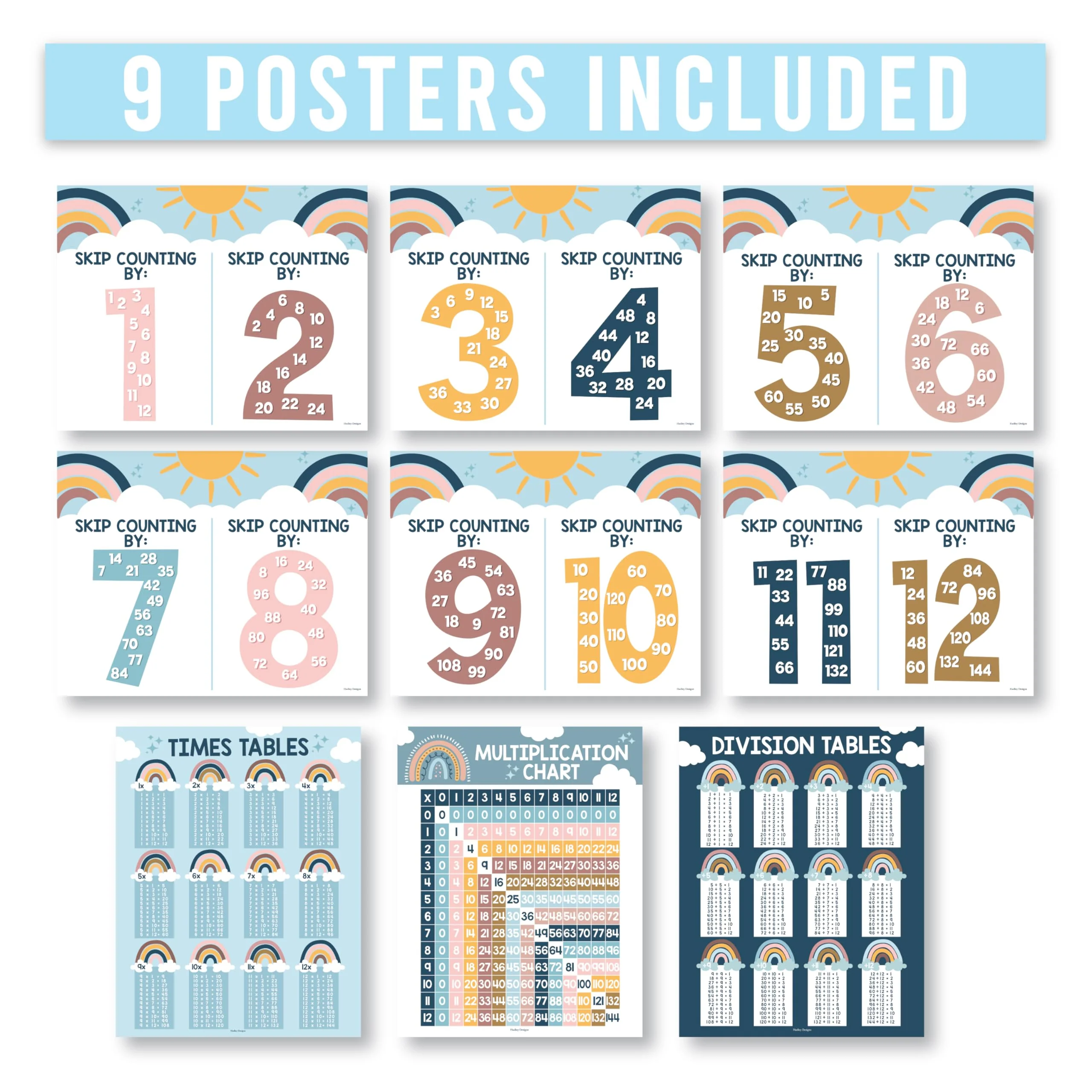 Multiplication & Division Kit: Boho 9 Poster Pack - Image 2
