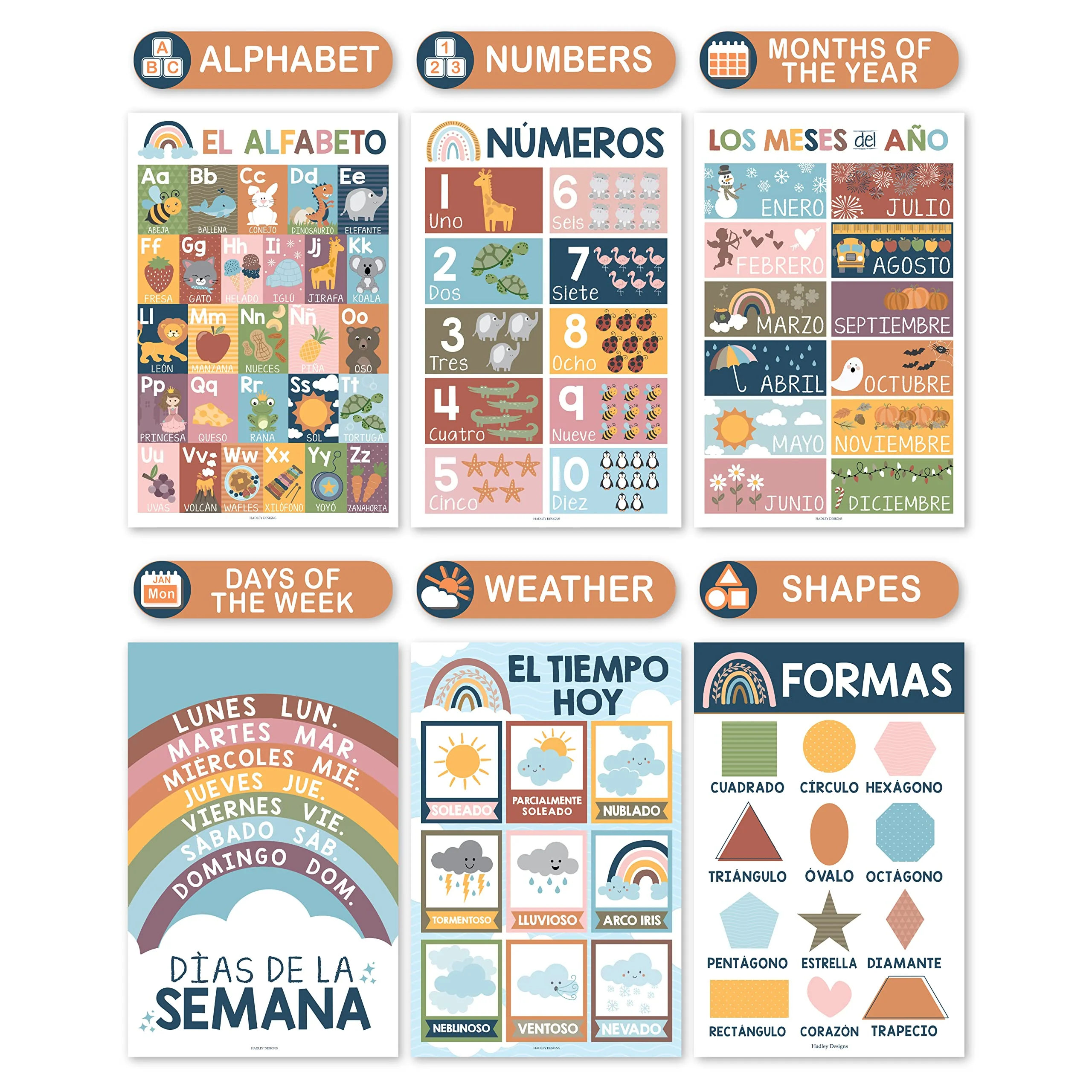 Boho Rainbow Spanish Educational Posters - Image 4