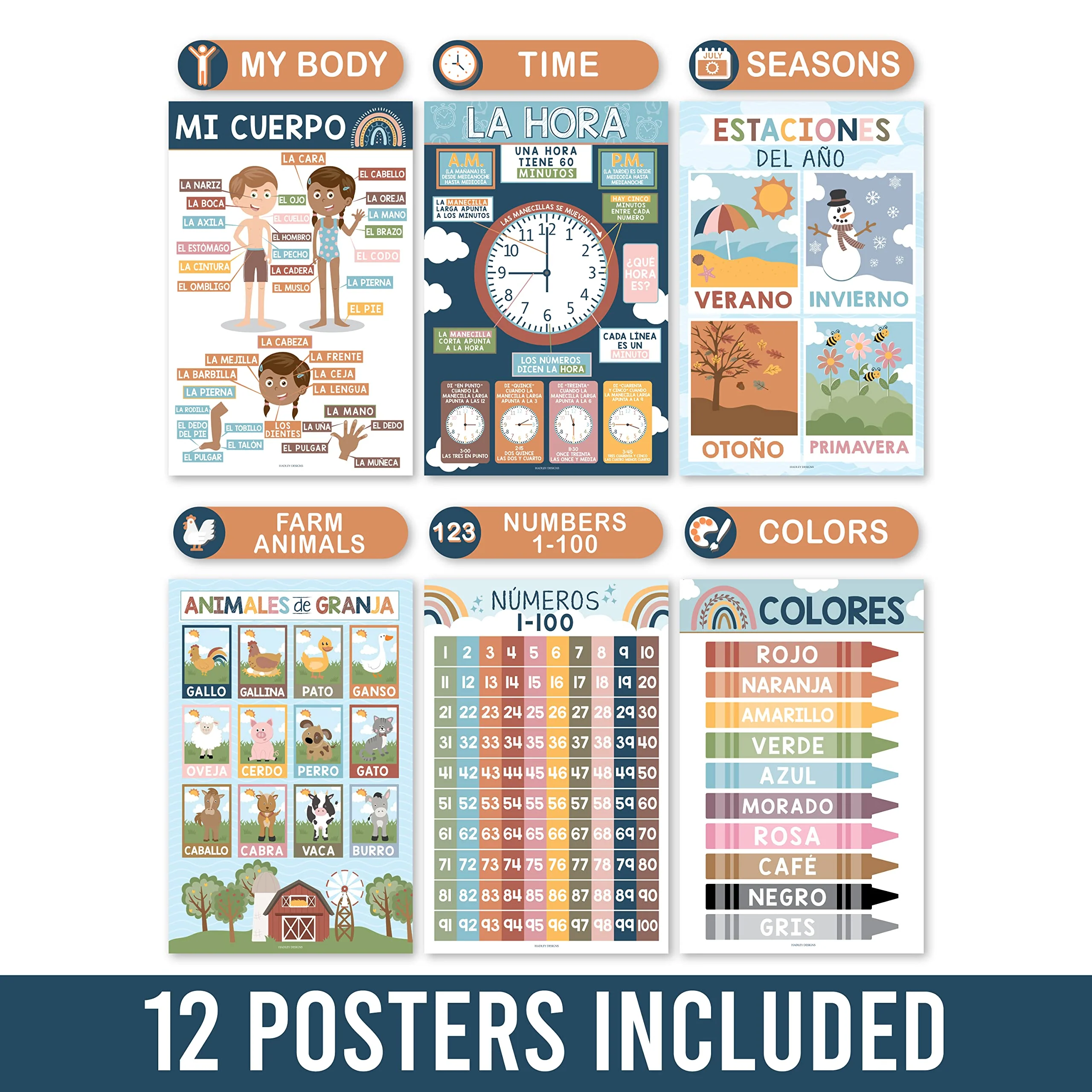 Boho Rainbow Spanish Educational Posters - Image 5