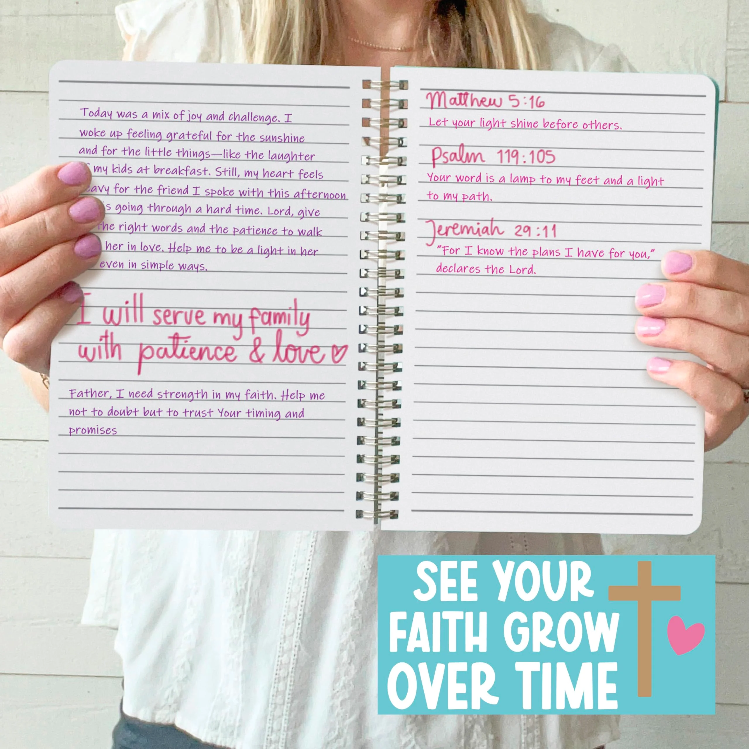 Christian Journals for Women - Bible Journaling, Daily Scripture Notebook, Religious Journal for Church Notes, Inspirational Chalkboard Journal - Purple - Image 9