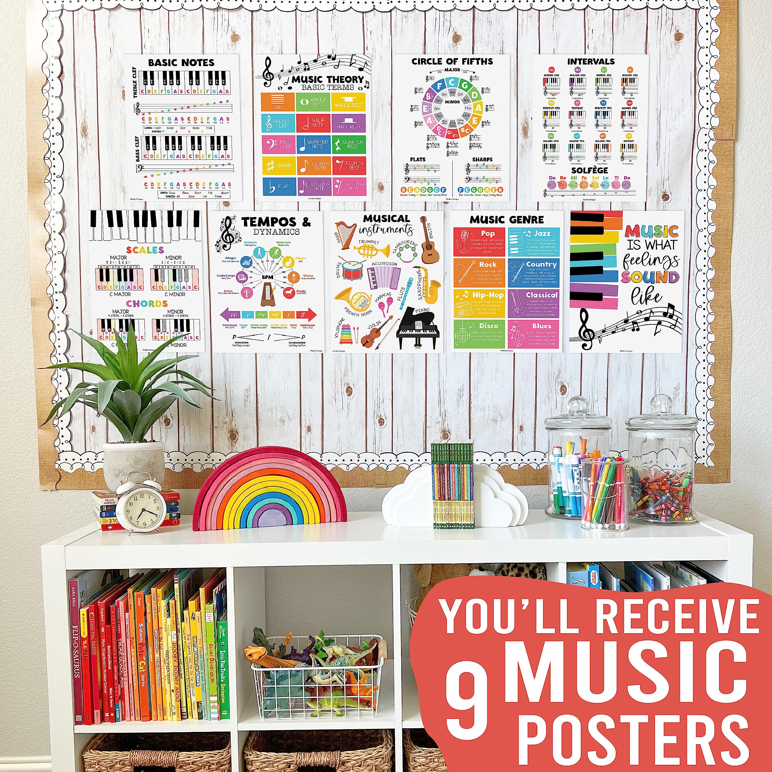 Music Classroom Posters, Colorful Pack of 9 - Image 2