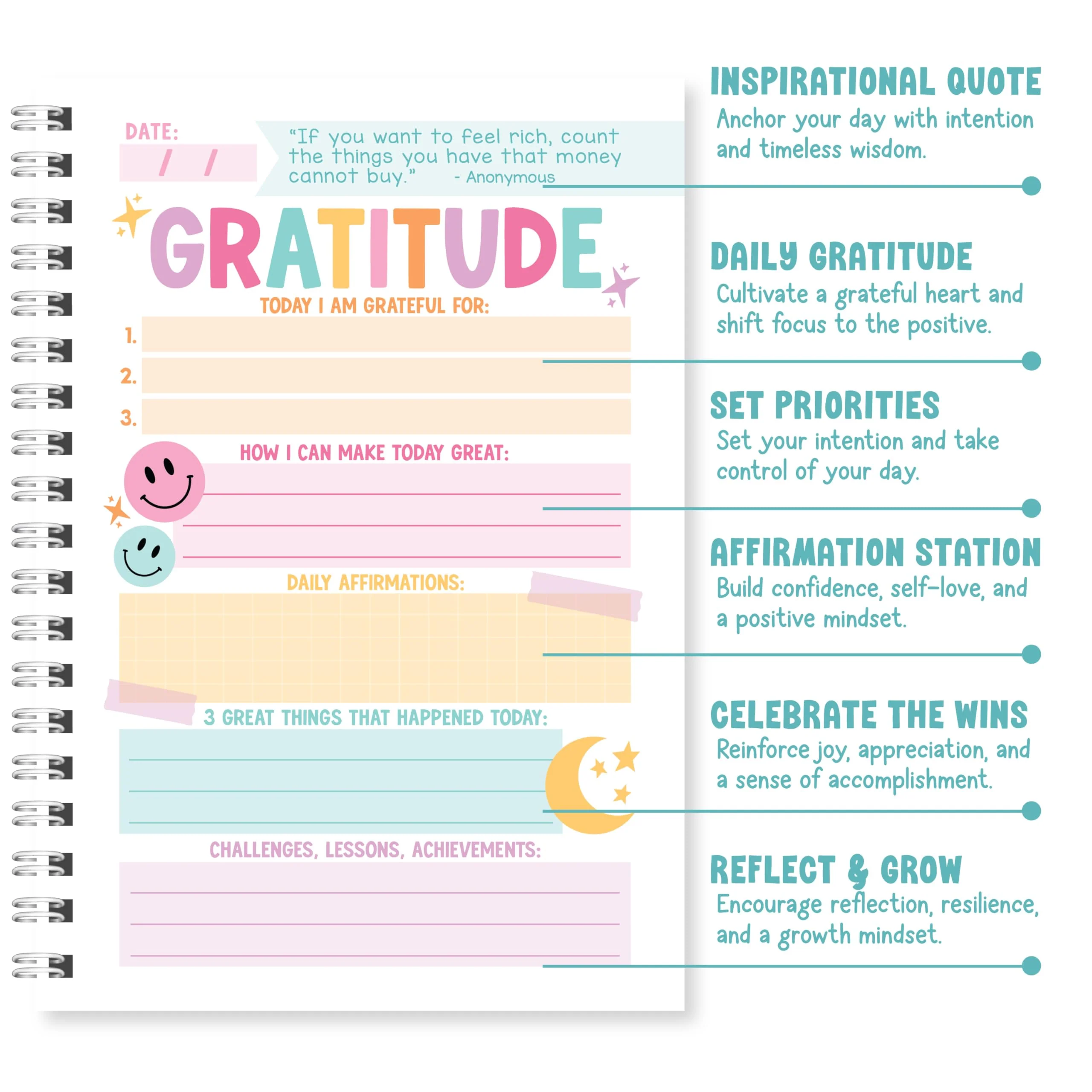 Gratitude Journal for Women - Daily Guided Journal with Prompts, Gratefulness Notebook - Beige - Image 3