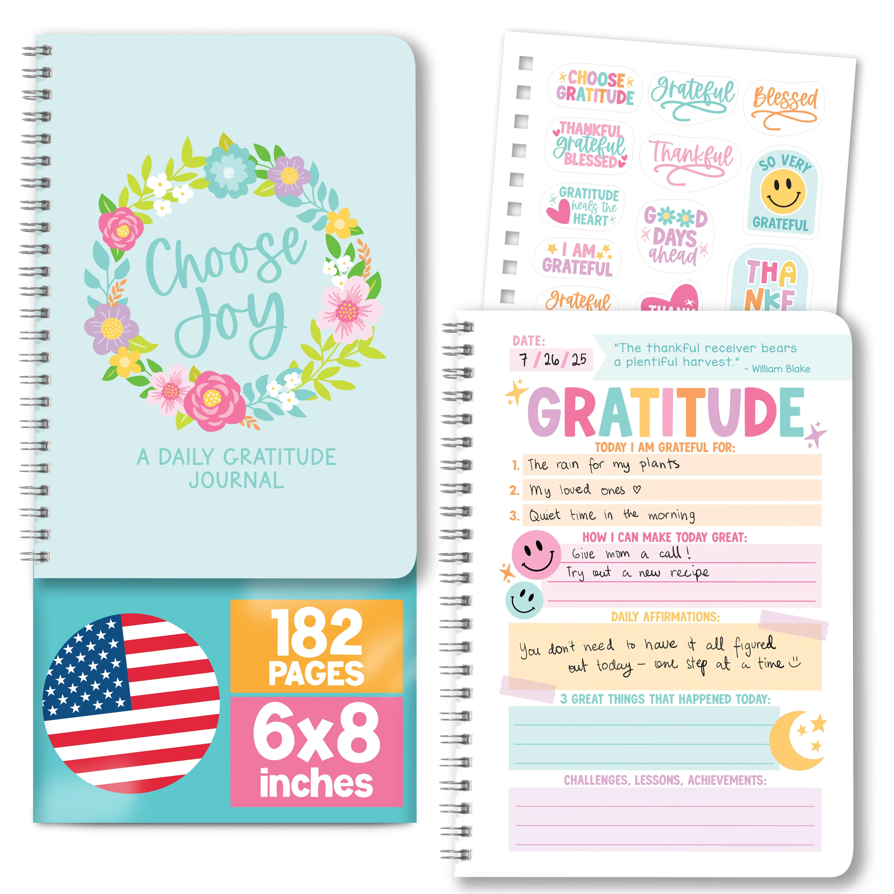 Gratitude Journal for Women - Daily Guided Journal with Prompts, Gratefulness Notebook - Teal