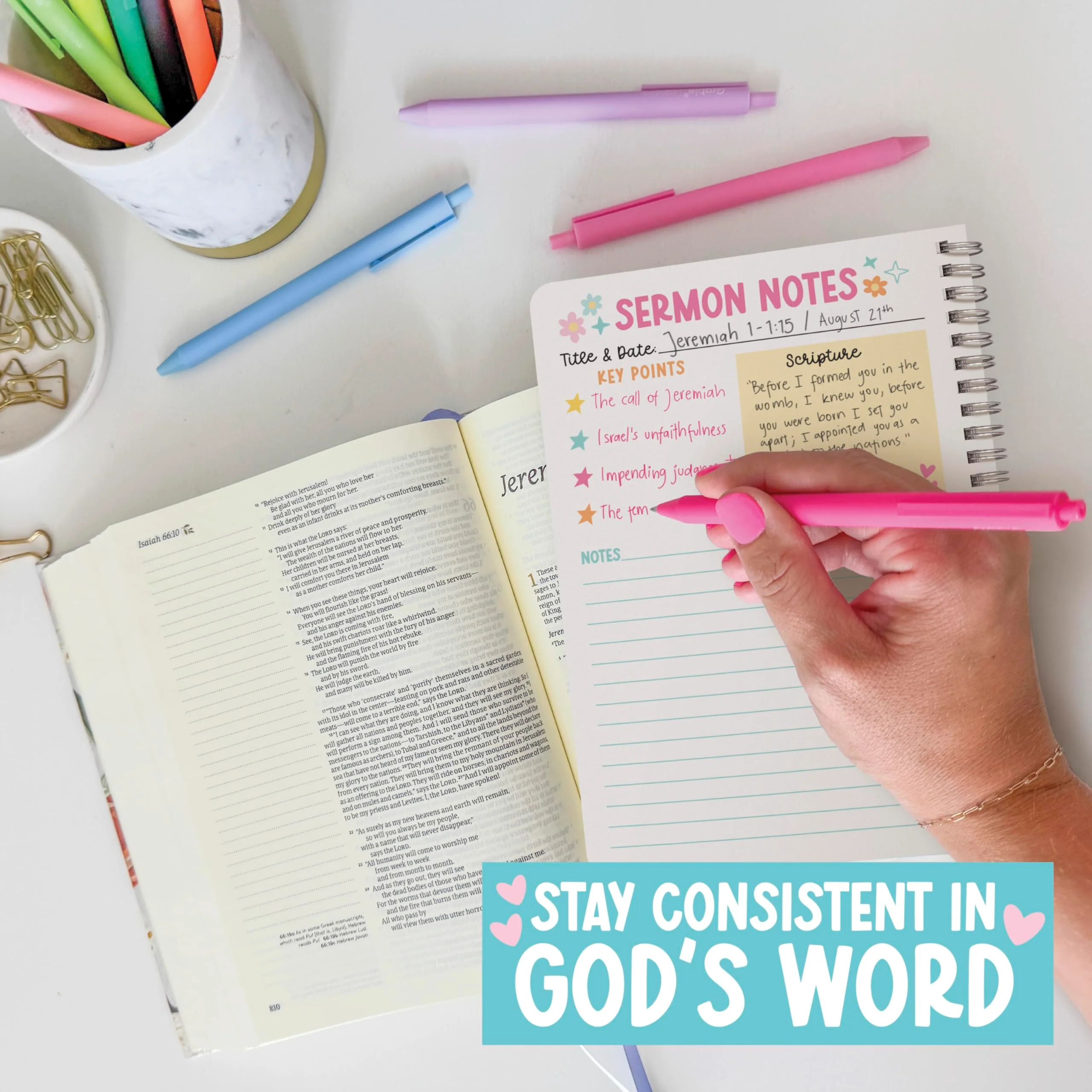 Guided Bible Study Journal for Women & Men - Church Notes & Christian Gifts, Faith Planner - Doodle - Image 6