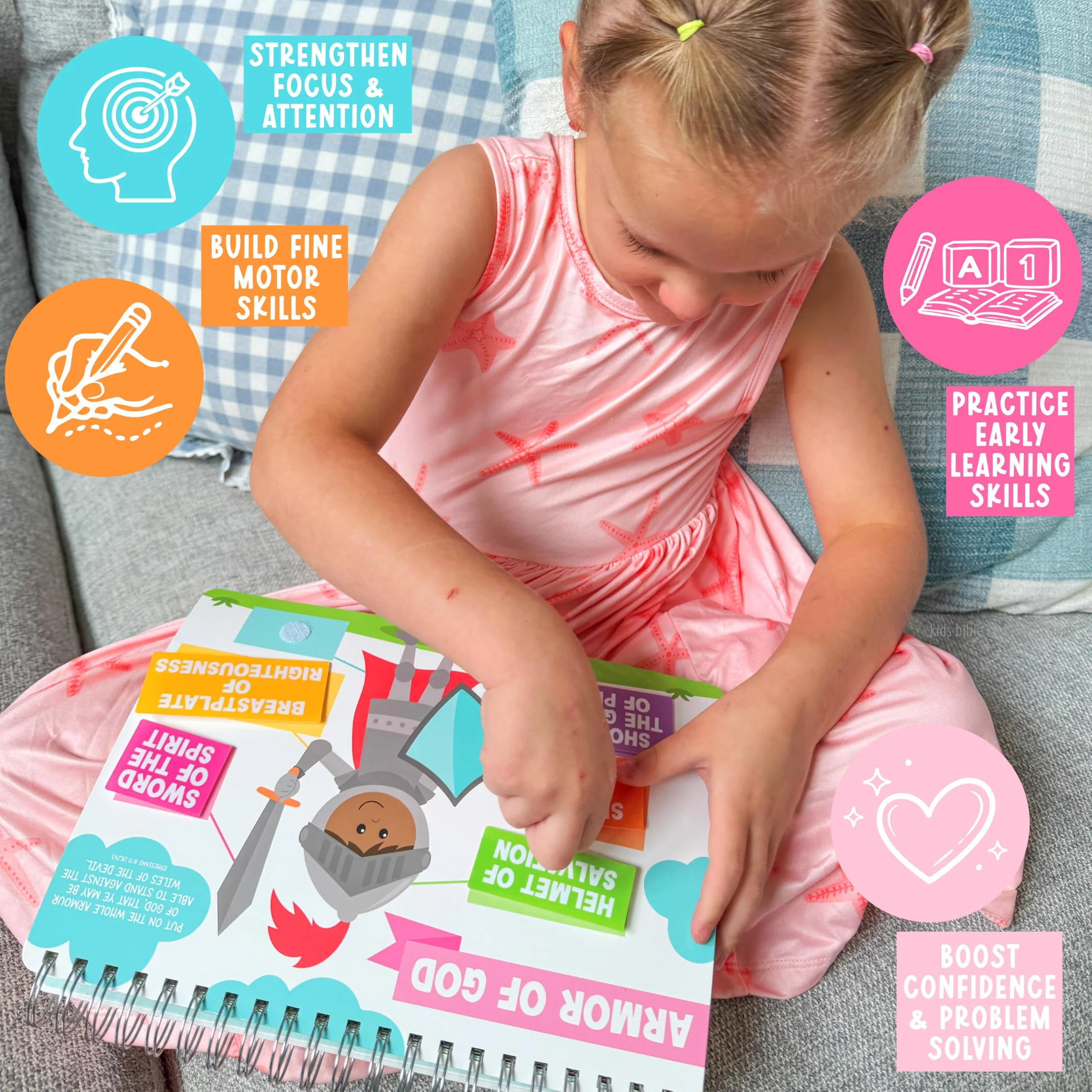 Hadley Designs My First Bible Busy Book Toddlers 3-5, Montessori Preschool Learning Activities Age 4-5, 152 Pcs Velcro Bible Activity Book, Church Quiet Activities for Kids, Noahs Ark Toys for Toddler - Image 6