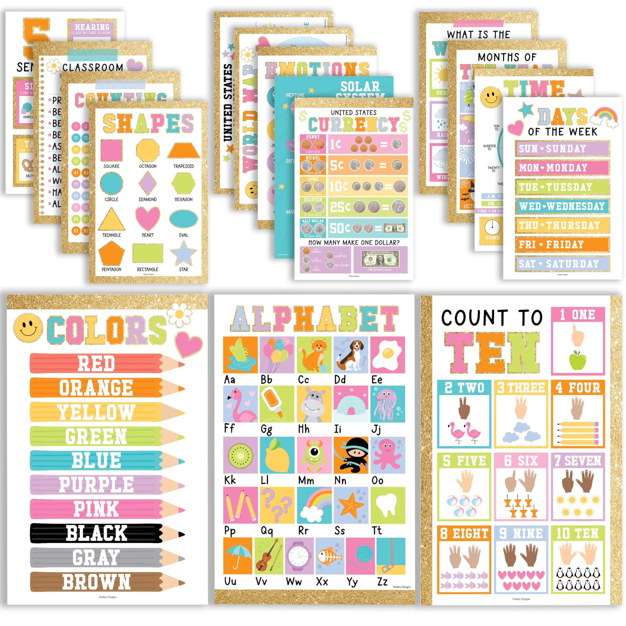 Preschool Head Start Kit, Gold 16 Poster Pack