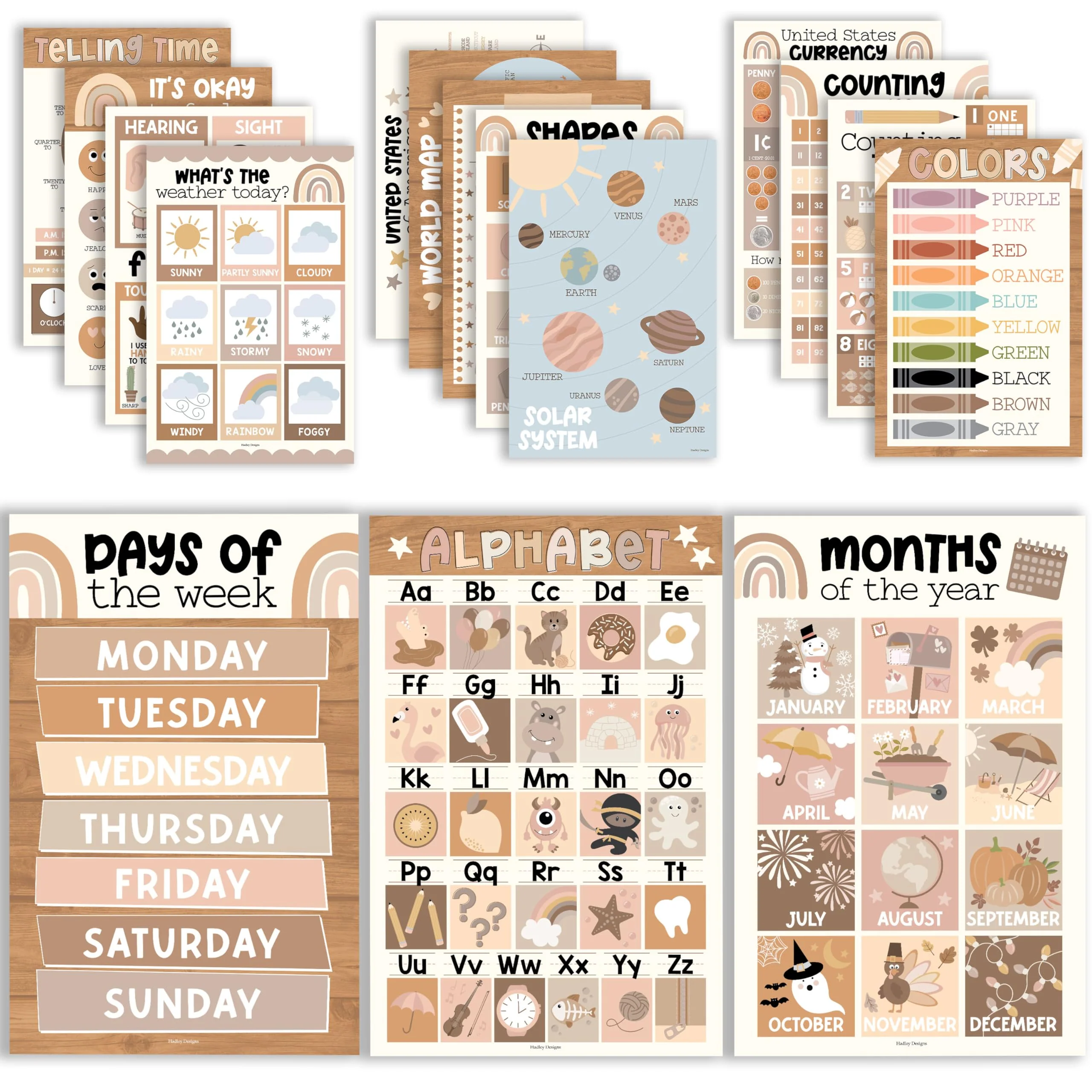Preschool Head Start Kit, Muted 16 Poster Pack