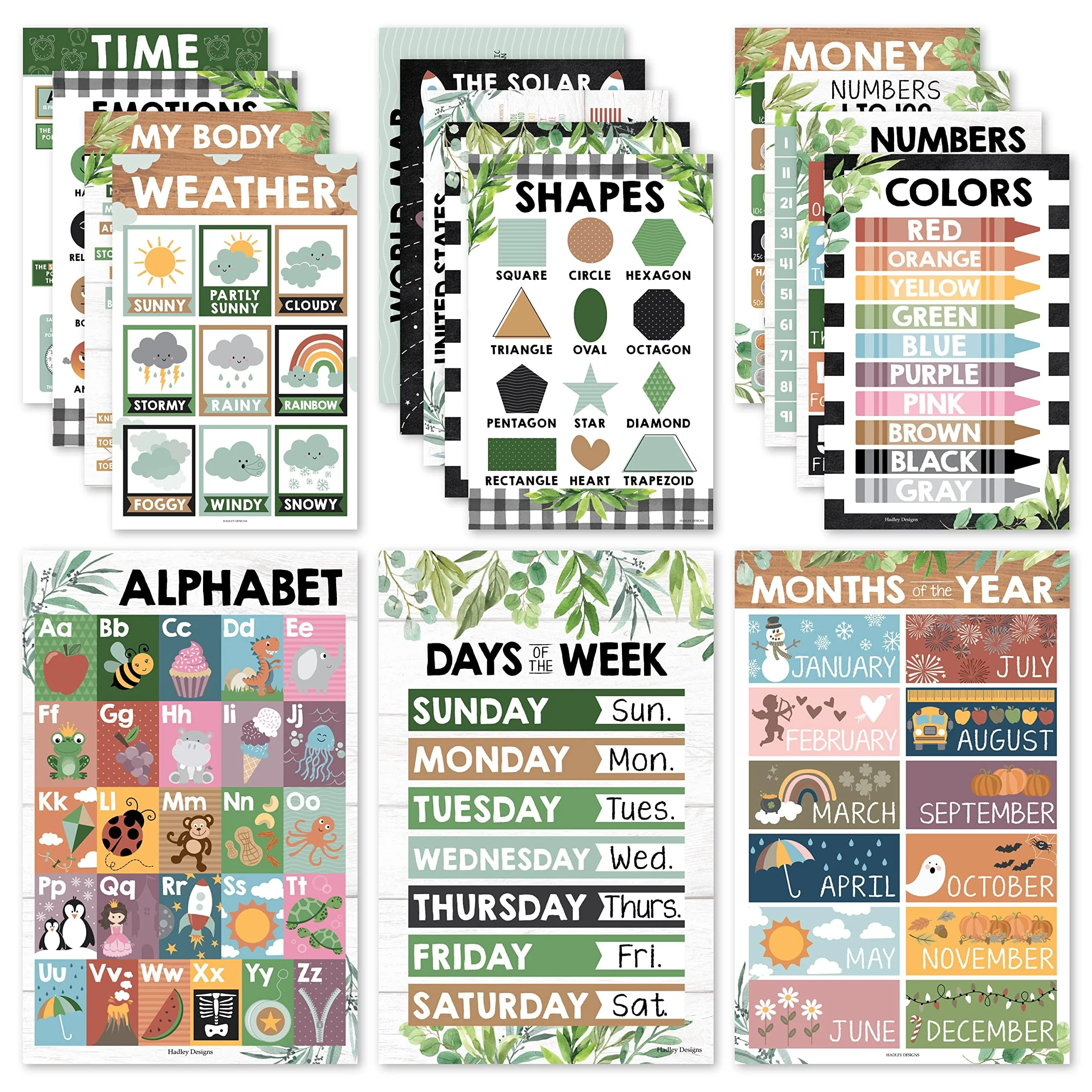 Preschool Head Start Kit, Botanical 16 Poster Pack