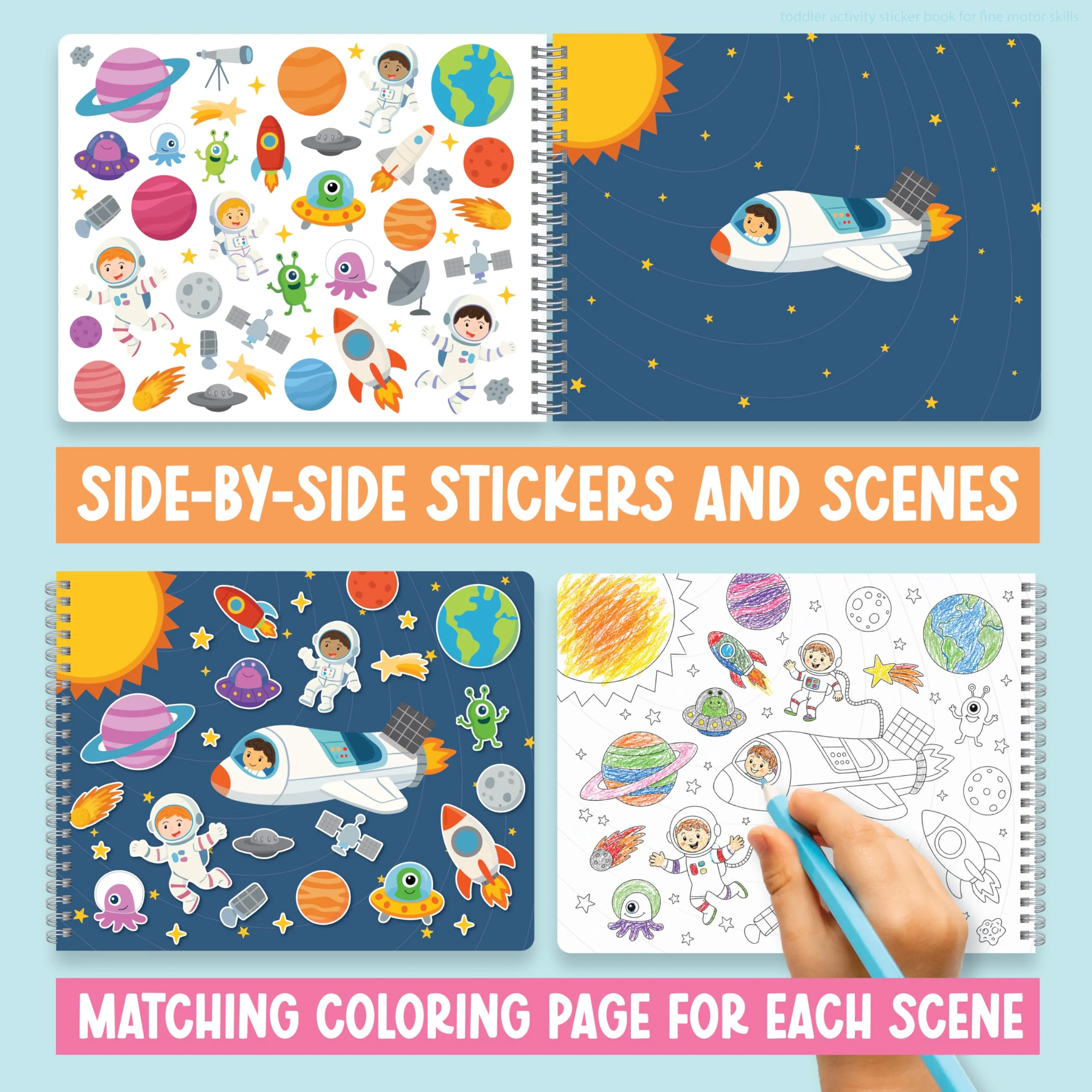 Sticker Books for Toddlers 2-4 Years - Toddler Sticker Book Preschool Learning Activities, Kids Stickers Ages 2-4, Quiet Books for Toddlers 3-5, Kids Travel Activities, Educational Toddler Boy Gifts - Image 3