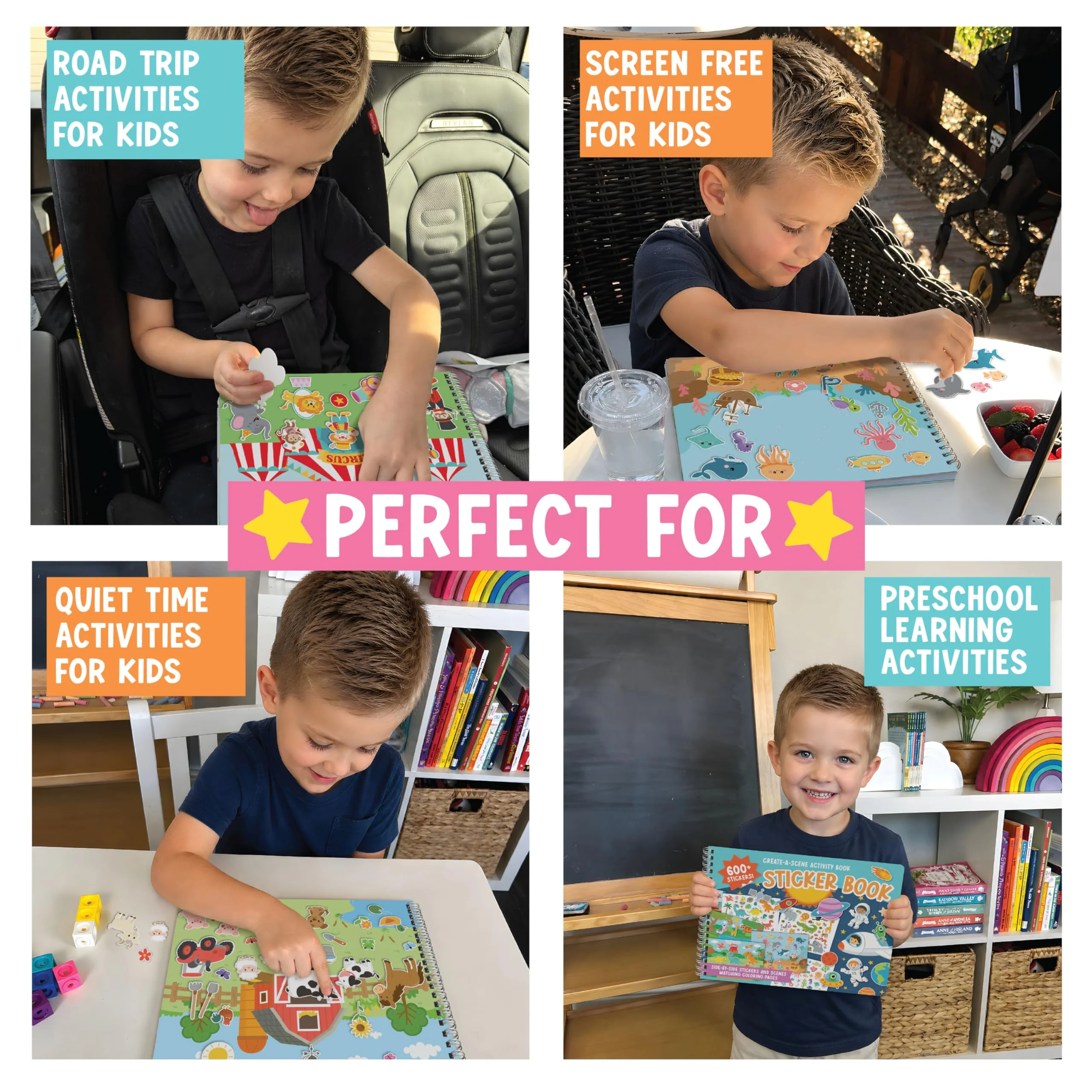 Sticker Books for Toddlers 2-4 Years - Toddler Sticker Book Preschool Learning Activities, Kids Stickers Ages 2-4, Quiet Books for Toddlers 3-5, Kids Travel Activities, Educational Toddler Boy Gifts - Image 5
